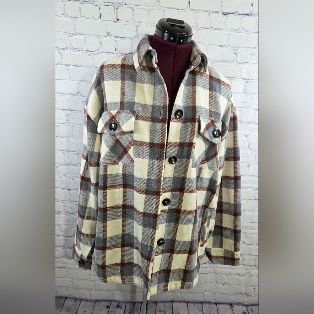 Bohme Cream and Brown Lightweight Shirt Jacket